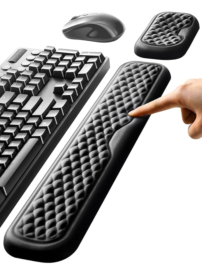 Memory Foam Keyboard And Mouse Wrist Rest Pad Combo Computer Ergonomic Wrist Support Pad Keyboard Wrist Rest Pain Relief Easy Typing For Desktop Computer Home Office And Laptop - Image 1