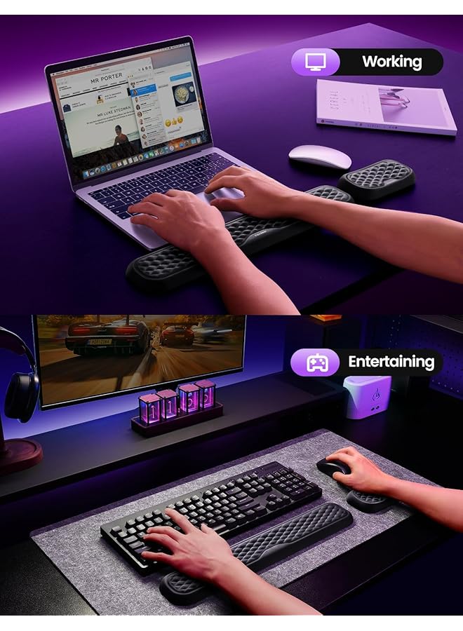 Memory Foam Keyboard And Mouse Wrist Rest Pad Combo Computer Ergonomic Wrist Support Pad Keyboard Wrist Rest Pain Relief Easy Typing For Desktop Computer Home Office And Laptop - Image 4