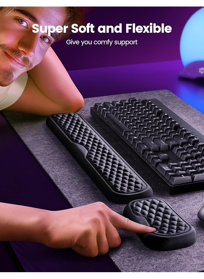 Memory Foam Keyboard And Mouse Wrist Rest Pad Combo Computer Ergonomic Wrist Support Pad Keyboard Wrist Rest Pain Relief Easy Typing For Desktop Computer Home Office And Laptop - Image 5