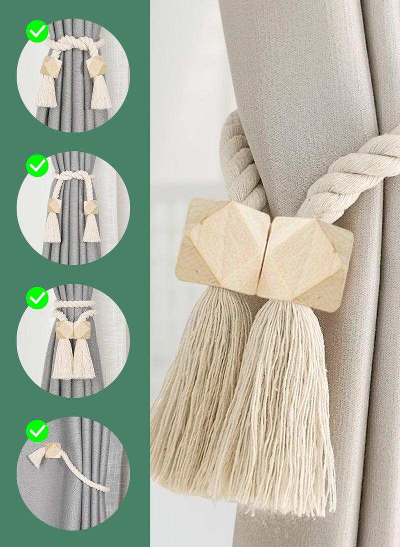 HomarKet 2PCS Magnetic Curtain Tie Backs, Tie Backs for Curtains, Curtain Tie Backs with Strong Magnet, Modern Simple Style Curtain Holdbacks for Thin or Thick Home Office Window Drapery (Beige) - Image 5