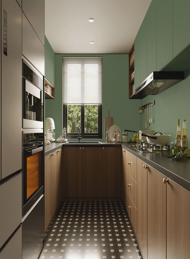 practicalWs Green Peel and Stick Wallpaper with Tools - Easy Install, No Additional Tools Needed, Perfect for Kitchen & Cabinet Walls17.7inch ×118.1inch - Image 5