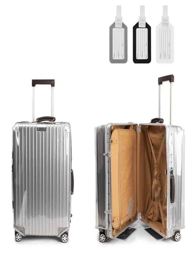 HOSTK Suitcase Cover Clear PVC Luggage Protector, Transparent Luggage Cover with 3 Luggage Tags, No-removal Waterproof Luggage Protective Cover Case for Travel, Suitcase, Wheeled Luggage (28inches) - Image 1