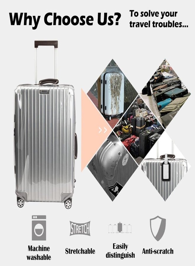 HOSTK Suitcase Cover Clear PVC Luggage Protector, Transparent Luggage Cover with 3 Luggage Tags, No-removal Waterproof Luggage Protective Cover Case for Travel, Suitcase, Wheeled Luggage (28inches) - Image 5