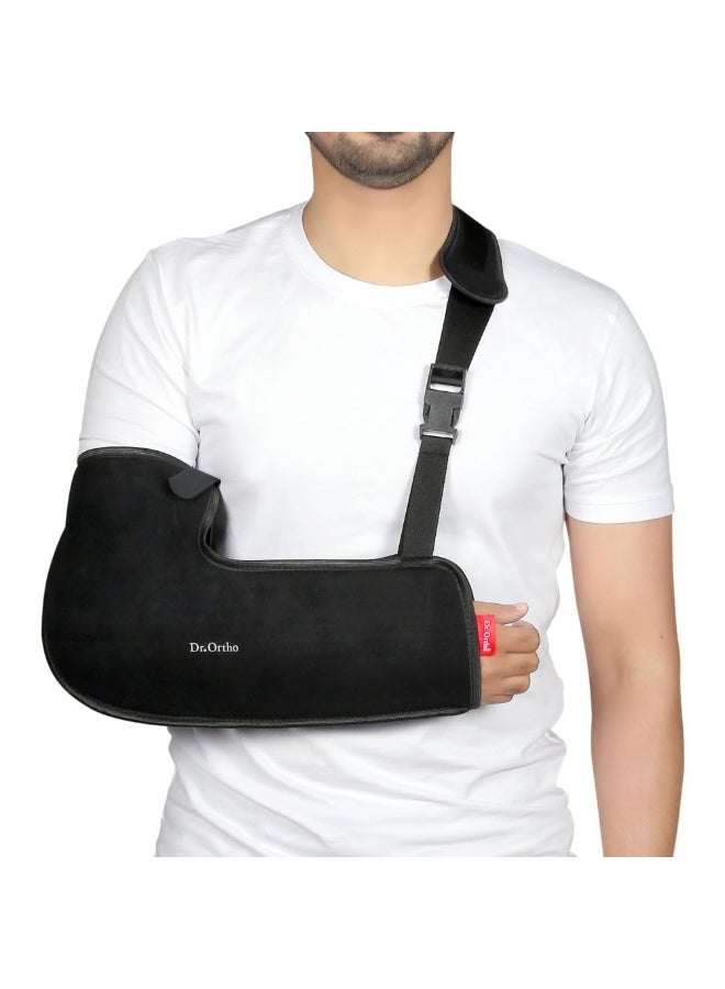 Dr. Ortho Dr.Ortho Arm Sling Tropical Support Brace | Shoulder Support for Fracture, Immobilization, Prevents Shoulder Dislocation, Skin Friendly & Breathable Material | Black - Small - Image 1