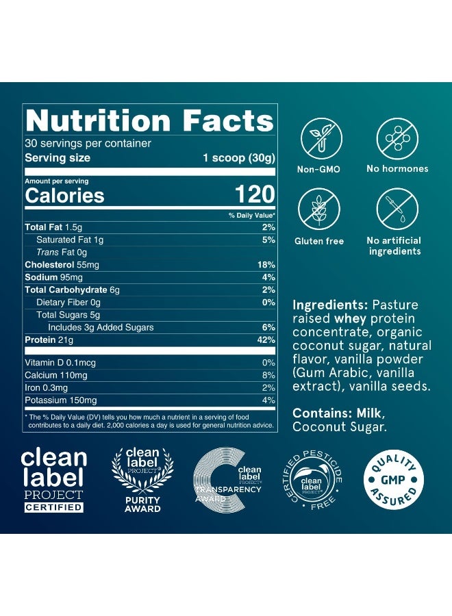 Puori - Pw1 Pure Grass-Fed Whey Protein Powder Vanilla 31.75 Oz. - Image 4