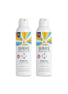 bare republic Bare Republic Mineral SPF 50 Sport Sunscreen Spray VanillaCoco Sheer and Strong WaterResistant Sunscreen Spray with SPF 50 12 Ounces 2 Pack 