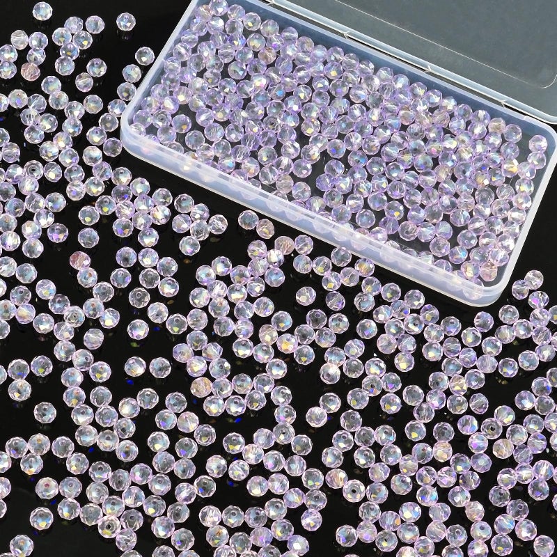 Laopottbeads 800Pcs 4/6/8/10mm Crystal Glass Beads for Jewelry Making Beads for Bracelets Necklace Pendants Making Supplies(Light Purple) - Image 1
