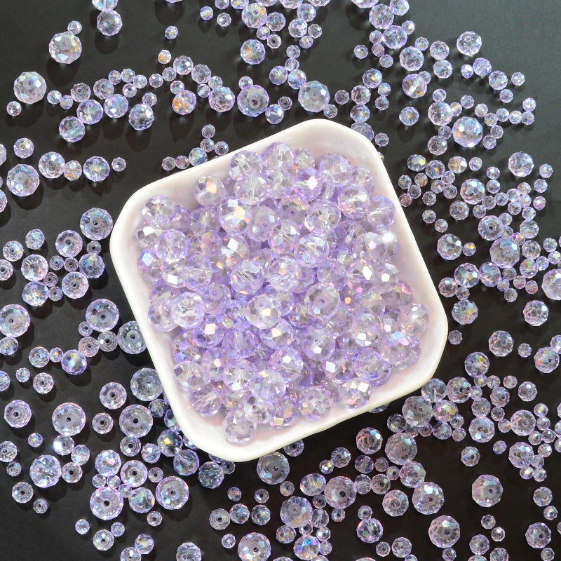 Laopottbeads 800Pcs 4/6/8/10mm Crystal Glass Beads for Jewelry Making Beads for Bracelets Necklace Pendants Making Supplies(Light Purple) - Image 3