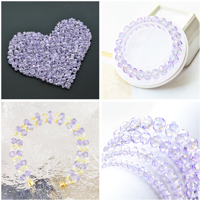Laopottbeads 800Pcs 4/6/8/10mm Crystal Glass Beads for Jewelry Making Beads for Bracelets Necklace Pendants Making Supplies(Light Purple) - Image 5