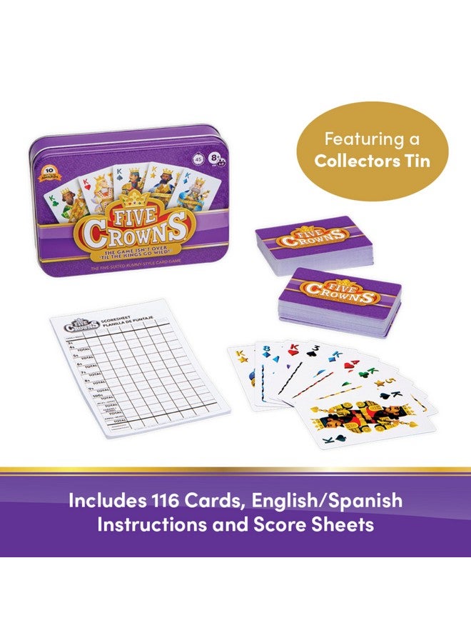 PlayMonster Five Crowns Collectible Tin - Card Game for Kids and Adults, Family Game Night, The Game isn’t Over Until the Kings Go Wild!, 5 Suited Rummy Style Card Game, 1-7 Players, Ages 8+ - Image 2