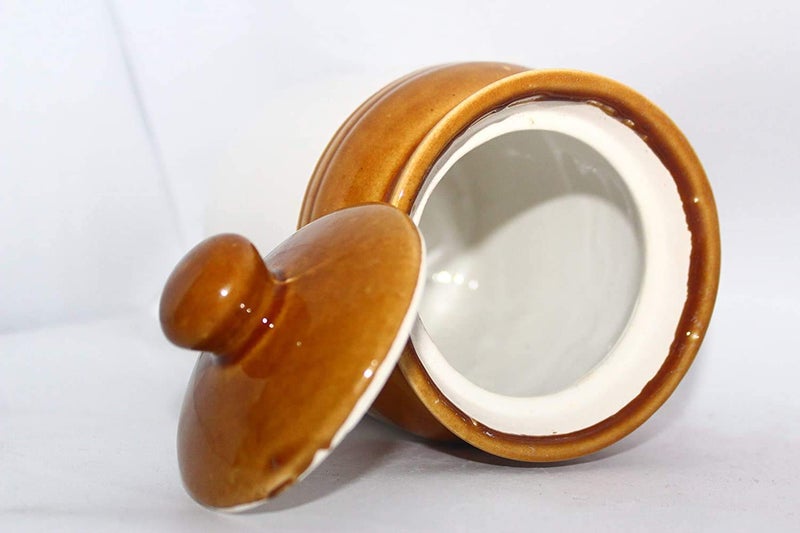 SHRIYAM CRAFTS Cream Pottery Hand Paintaed Ceramic Cornichon Storage Jar for Pickle (Cream 2 KG) Pack of 1 - Image 5