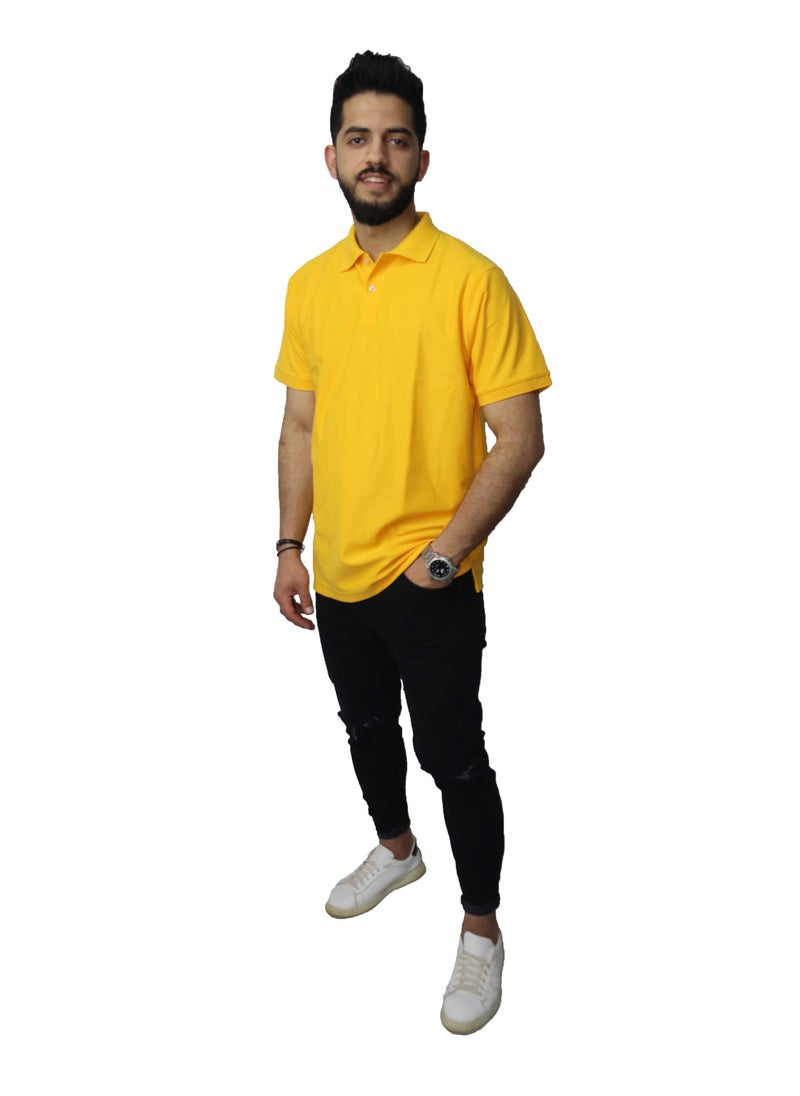 Casual Polo T-Shirt Cotton - Yellow - pzsku/Z3DDE22F54F3001E0BA10Z/45/_/1673542381/2de5bd5d-00ee-4690-a0f5-c45fbdfaceb6