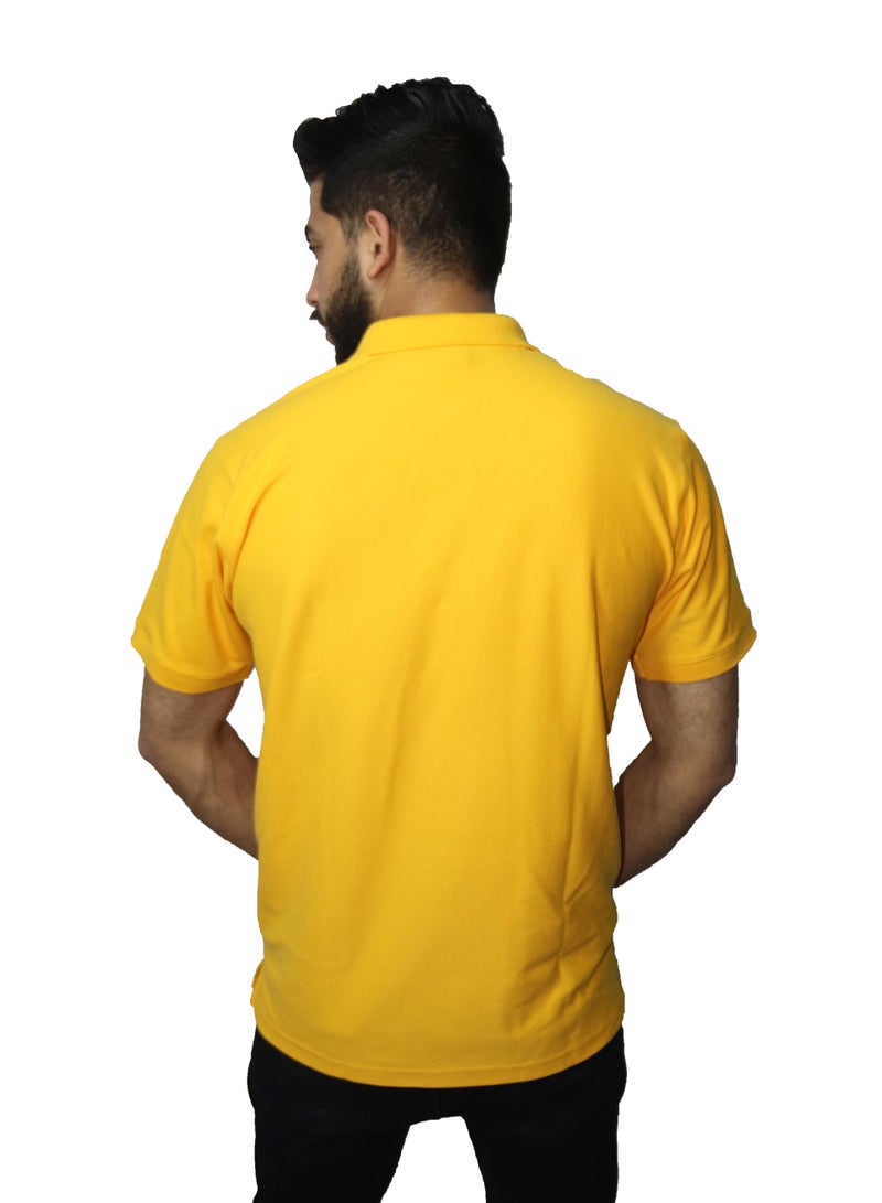 وان هاند تي شيرت بولو كاجوال قطن - أصفر - Image 3