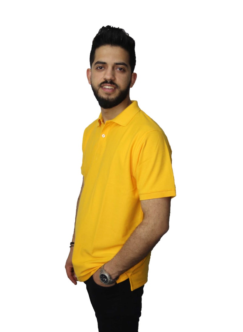 وان هاند تي شيرت بولو كاجوال قطن - أصفر - Image 2