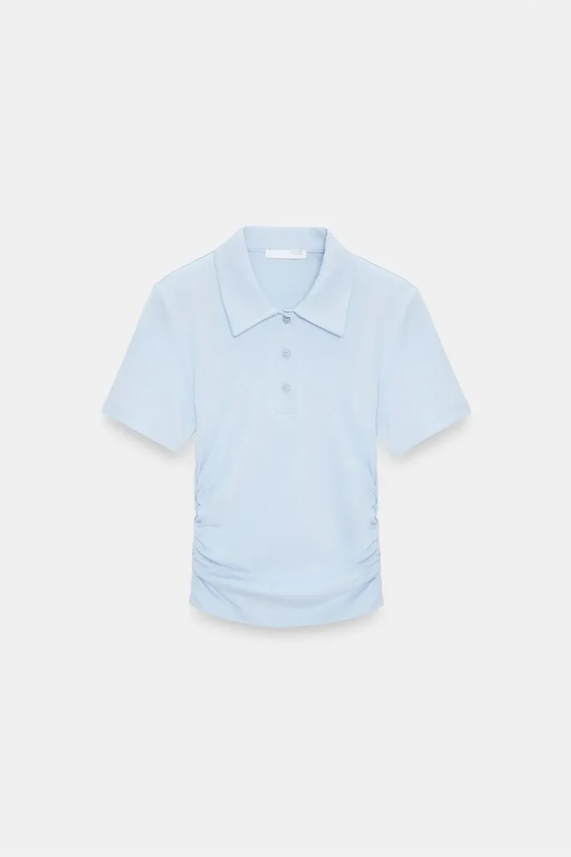 Dilvin Baby Blue DILVIN Women’s Crop Slim Fit Polo T-Shirt for Women | Best Price UAE