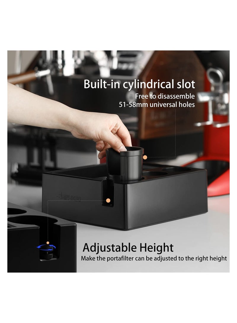 SYOSI Espresso Accessories Organizer Box, 4 in 1 Knock Box Tamping Station Plastic for Storage 51-58MM Espresso Tamper, Distributor, Portafilter Anti-slip Silicone Mats  - Image 3
