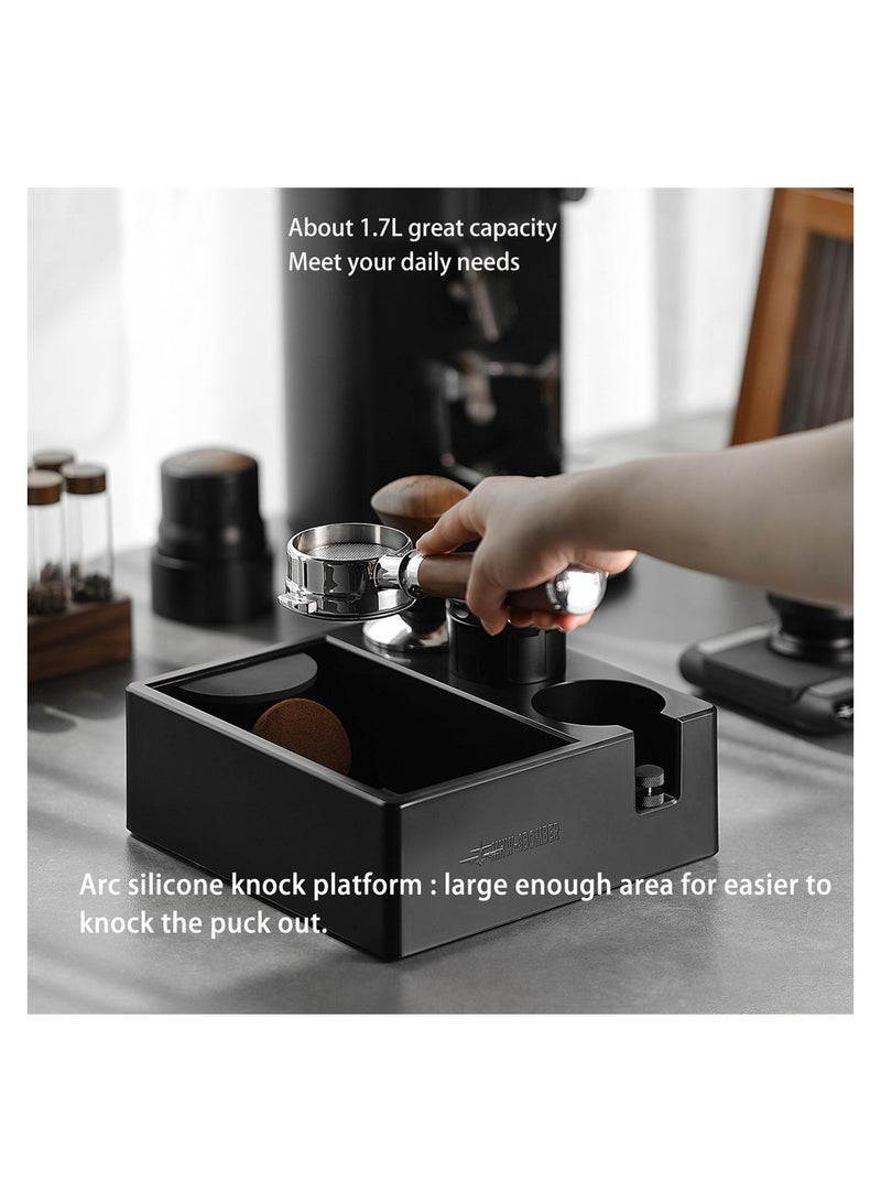 SYOSI Espresso Accessories Organizer Box, 4 in 1 Knock Box Tamping Station Plastic for Storage 51-58MM Espresso Tamper, Distributor, Portafilter Anti-slip Silicone Mats  - Image 5