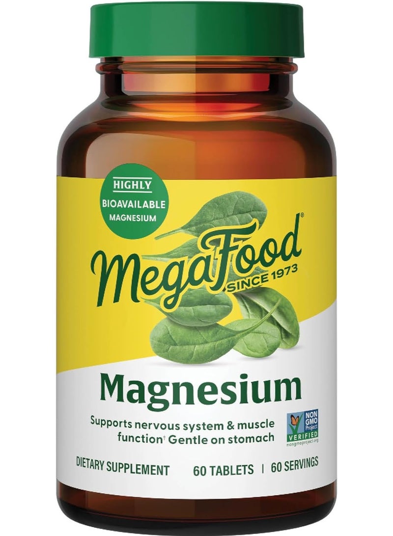 MegaFood Magnesium - Supports nervous system & muscle function - Gentle on stomach - Dietary supplement - 60 tablets | 60 servings - Image 1