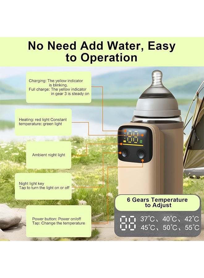 داكس مسرّع تسخين زجاجات الأطفال المحمول – شحن سريع USB-C 18 W، بطارية 6000 mAh، 6 درجات حرارة، شاشة LED رقمية، إيقاف تلقائي، ضوء ليلي – محكم ضد التسرب ومثالي للسفر - Image 4