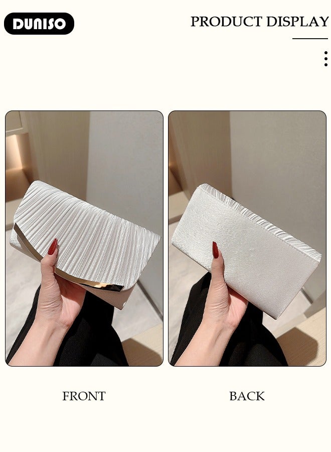 DUNISO Womens Clutch Bag, Sparkly Evening Clutch Purse, Champagne Shoulder Bag with Removable Chain, Crossbody Envelope Bag for Formal Dress Bride Wedding Prom Party  - Image 3