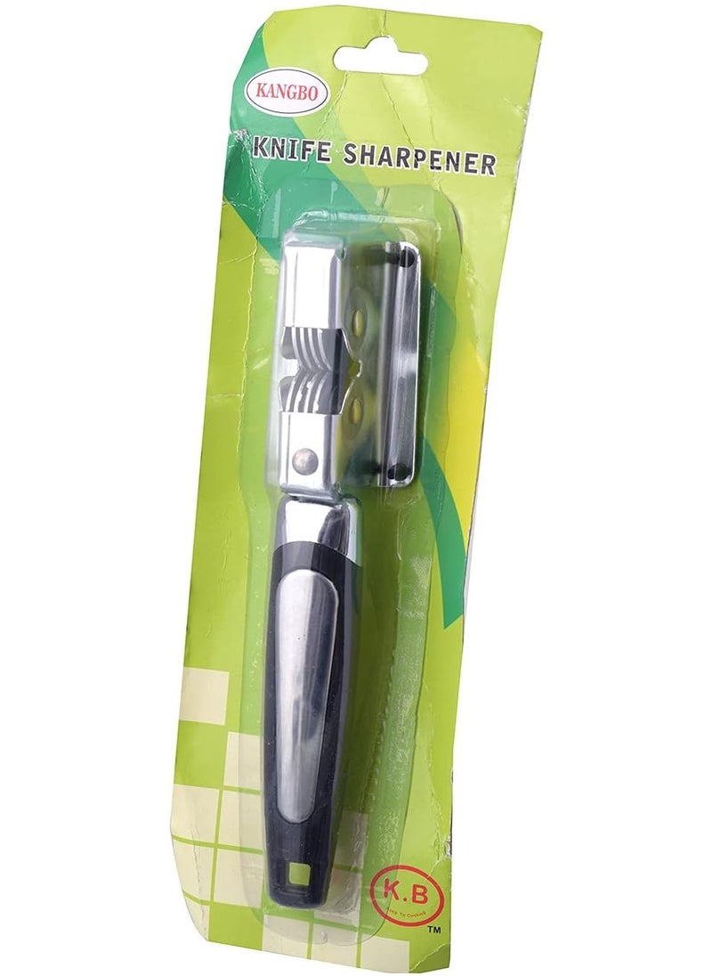 Generic Stainless Steel Manual Knife Sharpener - Sharp sharpening tool with comfortable plastic handle, easy to use and suitable for all types of knives  - Image 2