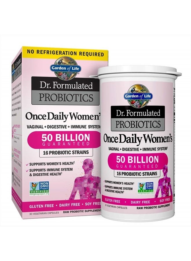 Garden of Life Once Daily Dr. Formulated Probiotics for Women 50 Billion CFU 16 Probiotic Strains with Organic Prebiotics for Digestive, Vaginal & Immune Health, Dairy Free, Shelf Stable 30 Capsules - Image 1