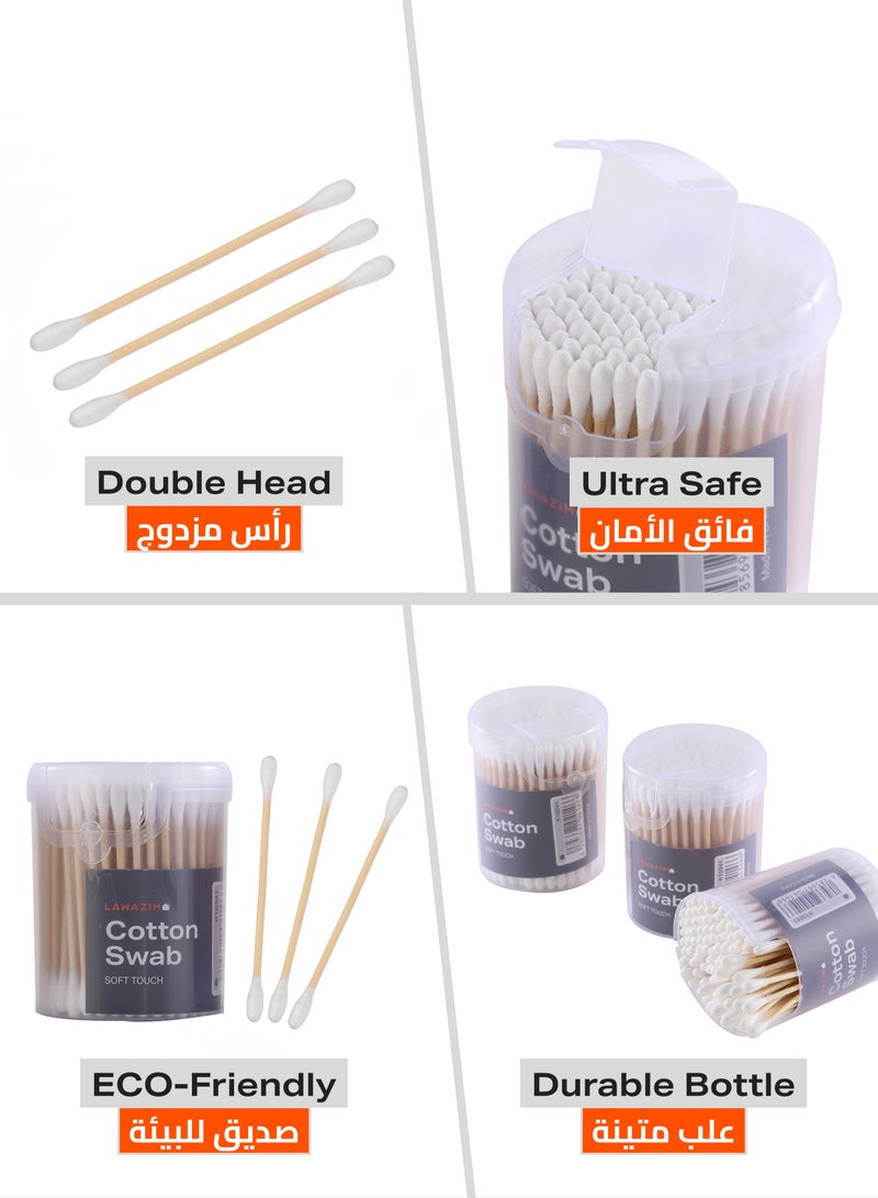 LAWAZIM Cotton Swab Set 3 Piece | Natural Organic Cotton Buds For Ear - Ear Sticks with A Storage Box Included - Strong 100% Pure Cotton Stick for Makeup, Daily Cleaning, Pet  - Image 3