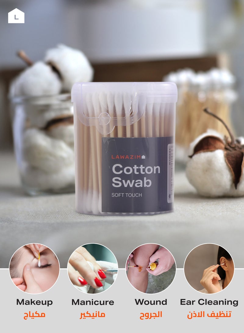LAWAZIM Cotton Swab Set 3 Piece | Natural Organic Cotton Buds For Ear - Ear Sticks with A Storage Box Included - Strong 100% Pure Cotton Stick for Makeup, Daily Cleaning, Pet  - Image 5