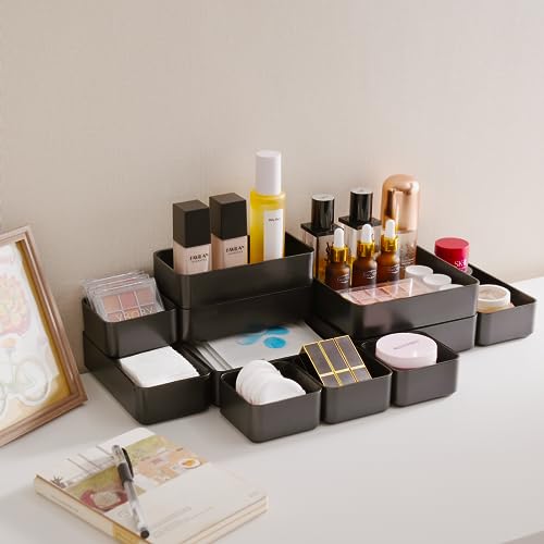 CHANCETSUI 11-Piece Stackable Drawer Organizer Set, Multi-size Desk Drawer Organizer Trays Vanity Storage Bins for Storing Makeup, Stationery, Utensils in Bathroom Dresser, Office and Kitchen - Image 5