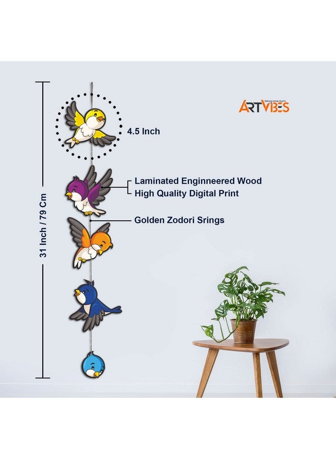 Artvibes Colorful Sparrows Wall And Door Hanging Ornaments for Home | Office | Living Room | Gift | Decorative Items For Home Wall | Front Door Hanging | Entry Wall Decoration (WH_5211N), Set of 2 - Image 5