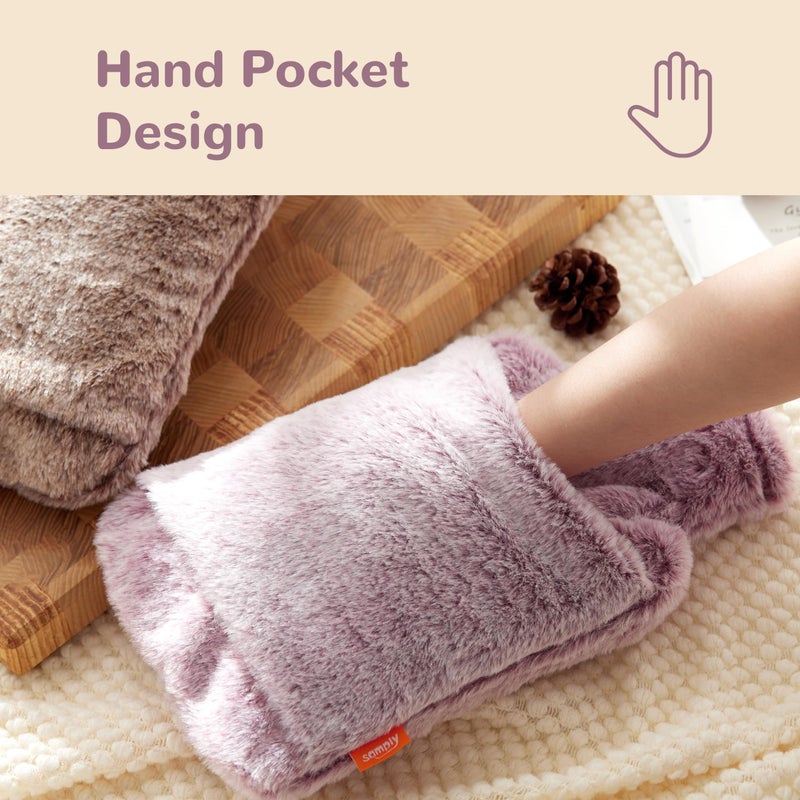 samply Hot Water Bottle with Cover - 2L Hot Water Bag with Hand Pocket, for Hand Feet Warmer, Pink - Image 2