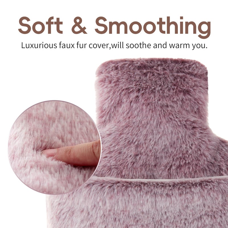 samply Hot Water Bottle with Cover - 2L Hot Water Bag with Hand Pocket, for Hand Feet Warmer, Pink - Image 3
