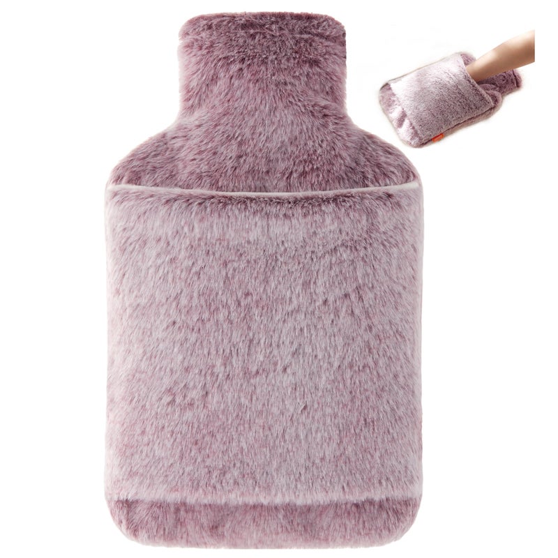 samply Hot Water Bottle with Cover - 2L Hot Water Bag with Hand Pocket, for Hand Feet Warmer, Pink - Image 1