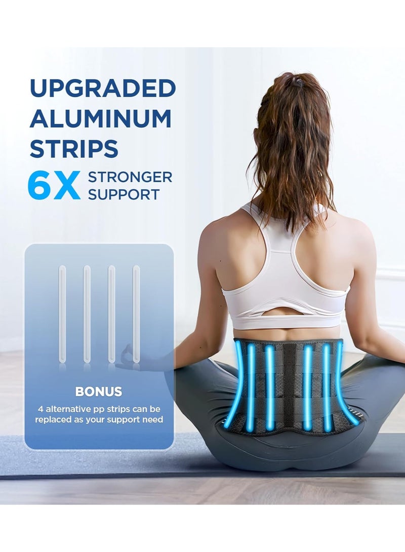 general Back Brace for Lower Back Pain Relief with 3D Lumbar Pad 6X Back Support Belt With Alternative Strips Soft Breathable Mesh Fabric Lumbar Support - Image 3