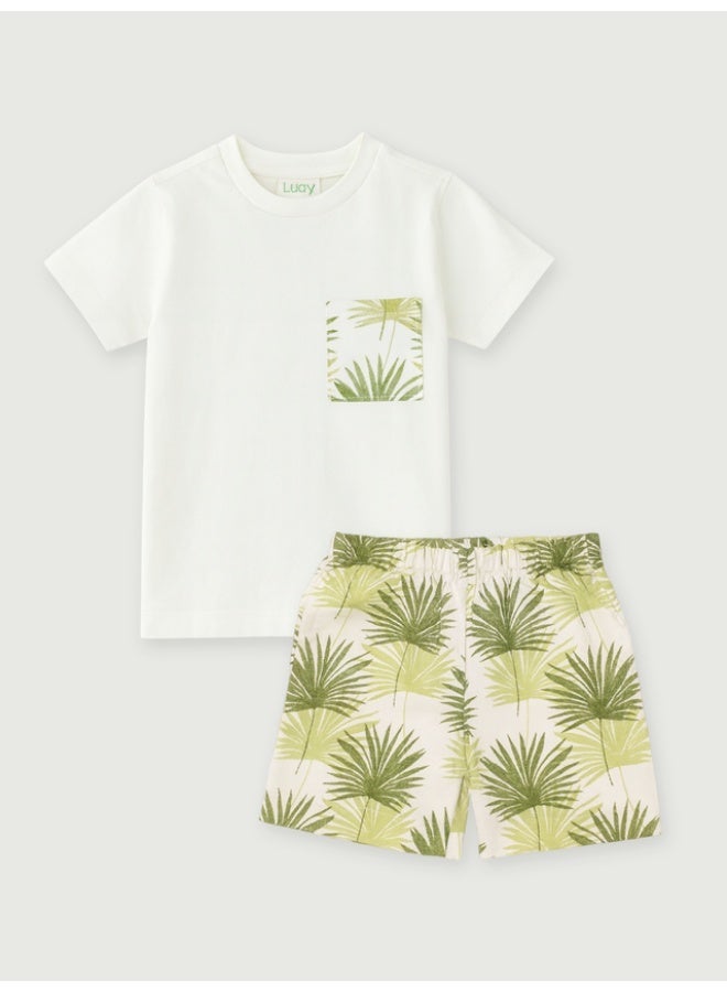 Luay Boys Cotton Co-ord Set of 2| Premium Summer Outfit with Stylish T-Shirt & Shorts | Comfortable Cotton Clothing for Kids | Perfect Daily Wear for Boys (Soft & Lightweight) Green Blue(5-6 Years) - Image 5