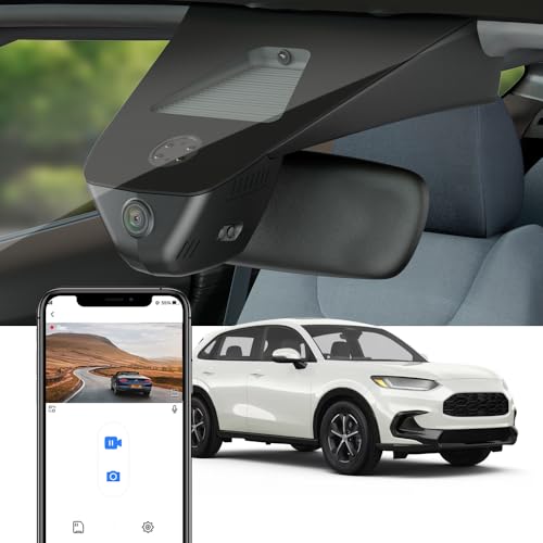 FITCAMX كاميرا داش فيت كام إكس 4K مناسبة لهوندا HR-V 2023 2024 2025 سبورت LX EX-L (الجيل 3)، مظهر مصنع أصلي، فيديو UHD 2160P، واي فاي مدمج وتطبيق، تسجيل متكرر، حساس G، سهل التركيب، بطاقة 64 جيجابايت - Image 1
