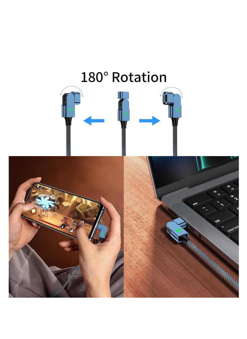 Generic - 100W 180° Magnetic Charging Cable, 2-in-1 USB C to USB C/Lightning Charger (2 Pack, 4ft & 6.6ft), 480Mbps Data Transfer for iPhone 15, iPad, MacBook Pro, Galaxy S22 (Blue) - Image 1