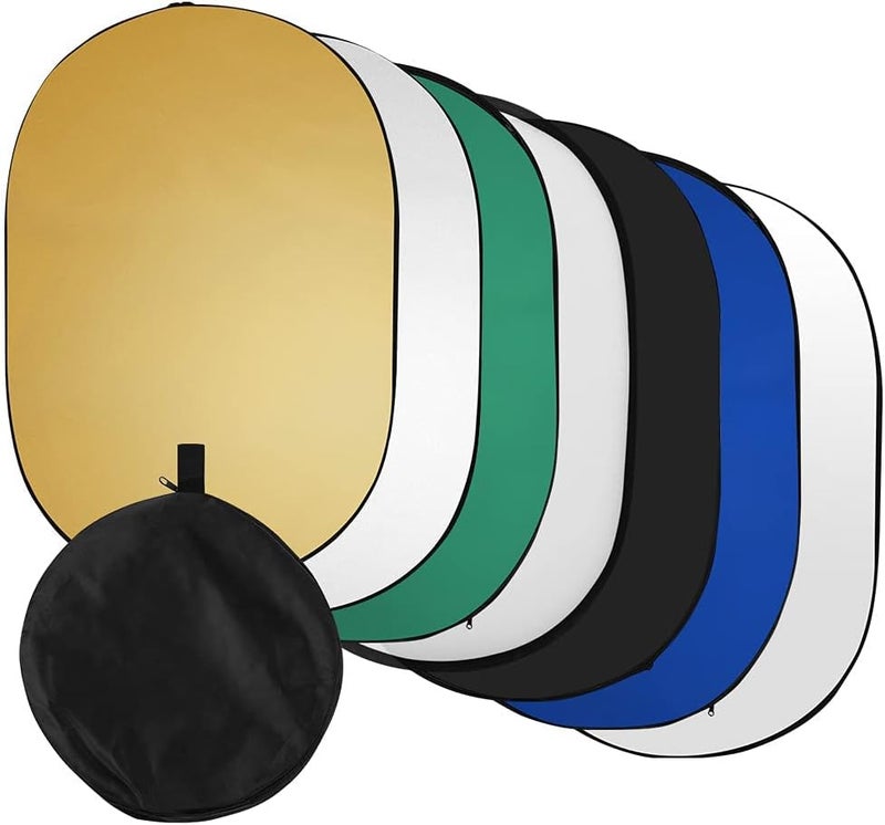 eWINNER 150*200cm 7in1 Light Reflector Set Portable Collapsible Multi-Disc Reflector Photography with Bag for Photography Photo Lighting Outdoor Lighting Translucent Silver Gold White Black Green Blue - Image 1