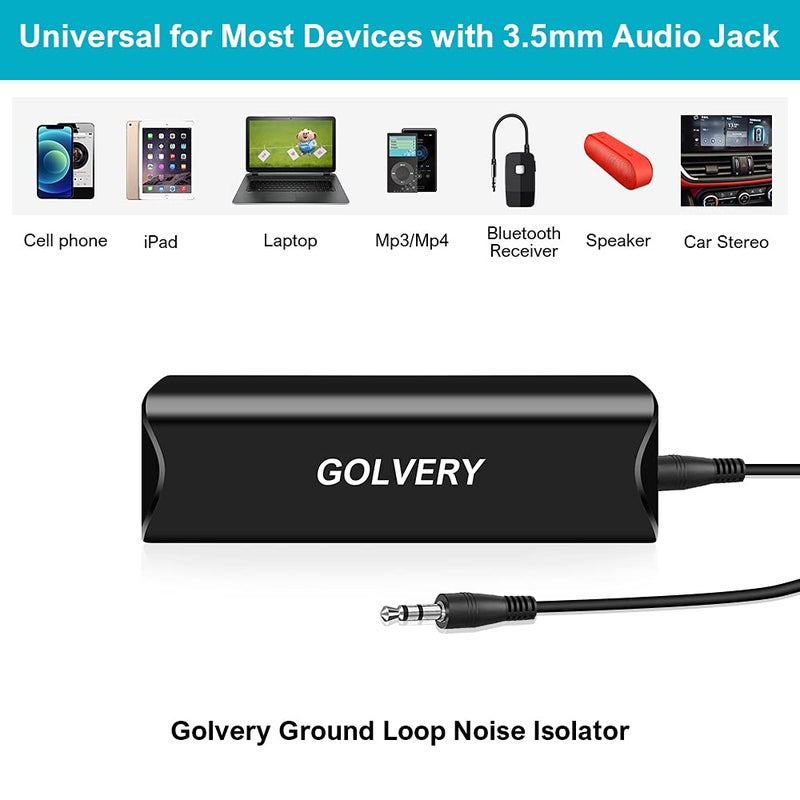 Golvery Ground Loop Noise Isolator, Auido Humming Hissing Buzzing Noise Filter Eliminator for Car Audio, Home, PC Stereo System with 3.5mm or RCA Aux Jack - Image 2
