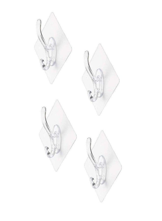 PERLMAN Self Adhesive Heavy Duty Waterproof and Oil Proof Nail Free Wall Hat Hanger Hook for Bathrooms Kitchen- (Transparent) 4pc - Image 1