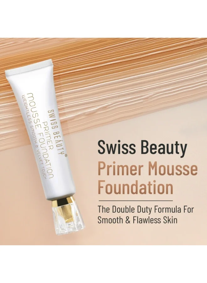 Swiss Beauty SWISS BEAUTY Primer Foundation Weightless Smooth & Velvet Touch, Face MakeUp, White Ivory, 30ml