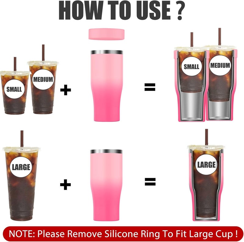 Niceyos Universal Iced Coffee Sleeve - Upgraded Double Wall Reusable Stainless Steel Holder Sleeves Insulator for Cold Drinks Fits Starbucks Dunkin Donuts McDonalds Small Medium Large Cup (Sakura) - Image 2