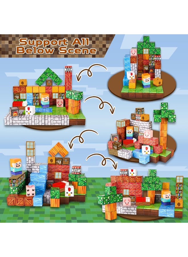 والالا مكعبات بناء مغناطيسية 100 قطعة - ألعاب بناء تعليمية STEM للأطفال من سن 3 إلى 10 سنوات، مكعبات مونتيسوري الحسية مع بلاط، هدية تعليمية إبداعية مثالية للأولاد والبنات - Image 3