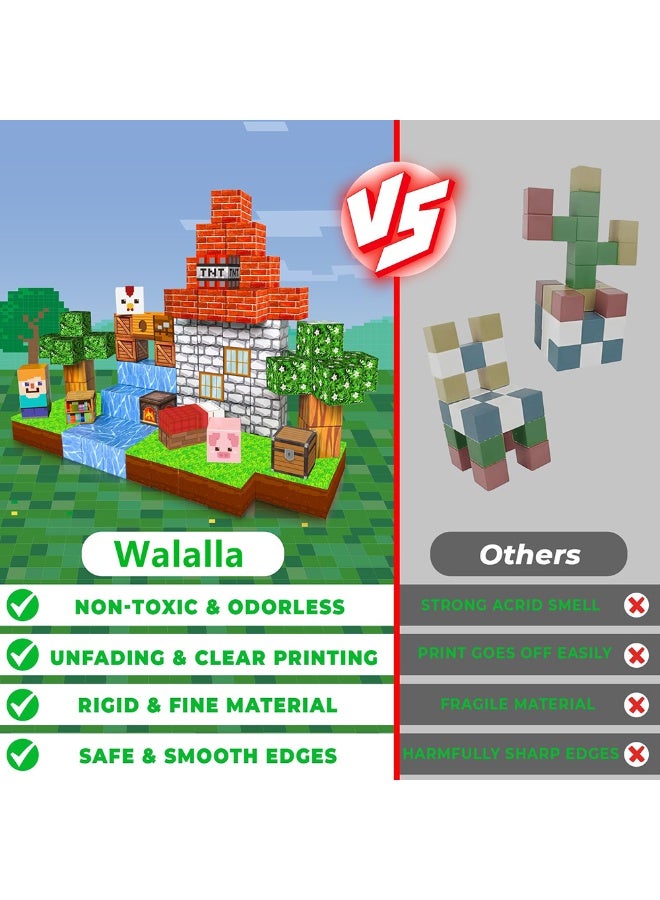 والالا مكعبات بناء مغناطيسية 100 قطعة - ألعاب بناء تعليمية STEM للأطفال من سن 3 إلى 10 سنوات، مكعبات مونتيسوري الحسية مع بلاط، هدية تعليمية إبداعية مثالية للأولاد والبنات - Image 4