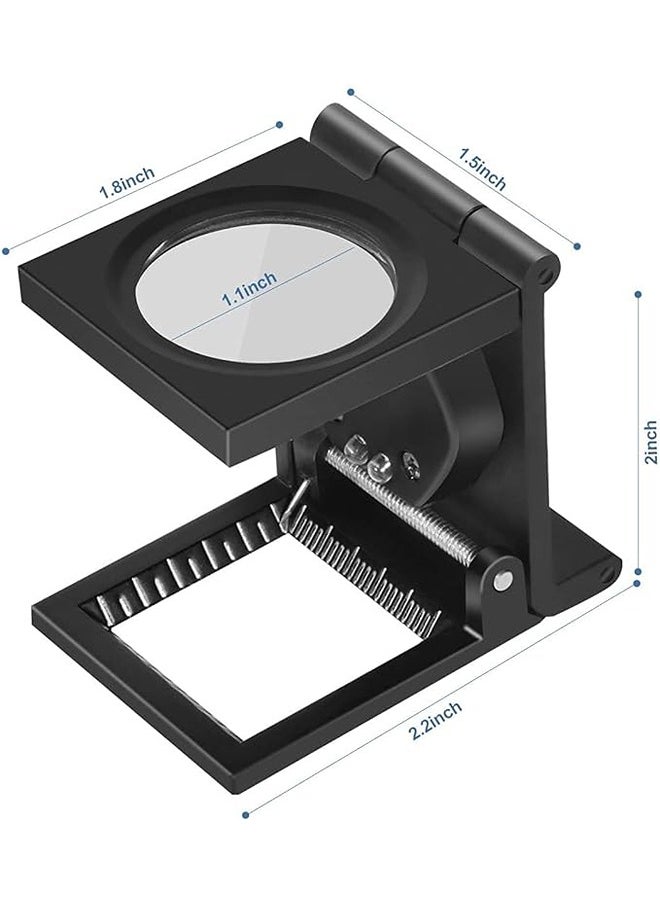 GOTOTOP - GOTOTOP 10 x 28mm Linen Test Three Folding Magnifying Glass Portable Magnifying Thread Counter Linen Tester 10X Magnifier Zinc Alloy with Scale for Textile Jewelry Collection Repair - Image 1