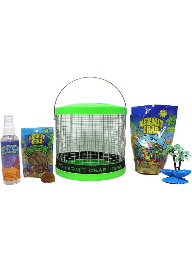 Needzo DIY Terrarium Kit, Medium Hermit Crab Starter Pack with Wire Cage, Palm Tree Water Holder, Sponge, Bag of Food, Gravel, and Misting Water Bottle, All in One Pet Supplies, 7 Inches - Image 1