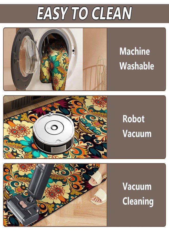 GUG Washable Corridor Runner Rug, Non-Slip Vintage Hallway Rug Runner with Upgrade Rubber Backing, Stain Resistant Faux Wool Distressed Carpet for Bedroom Kitchen Laundry Corridor Balcony (126" x 31.5") - Image 4