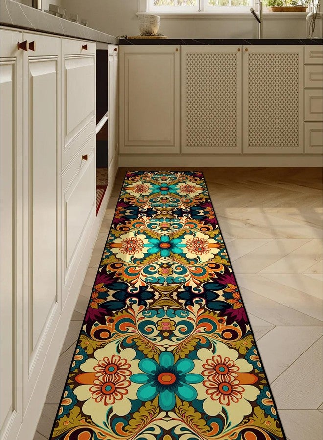 GUG Washable Corridor Runner Rug, Non-Slip Vintage Hallway Rug Runner with Upgrade Rubber Backing, Stain Resistant Faux Wool Distressed Carpet for Bedroom Kitchen Laundry Corridor Balcony (126" x 31.5") - Image 5