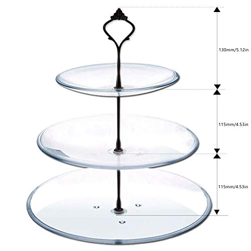 Happy Will 3 Tier Cake Stand Fitttings Kits Fruit Cake Plate Handle Fitting Cupcake Hardware Rod Stand Holder Black Crown 5 Sets（Plate not Included） - Image 3