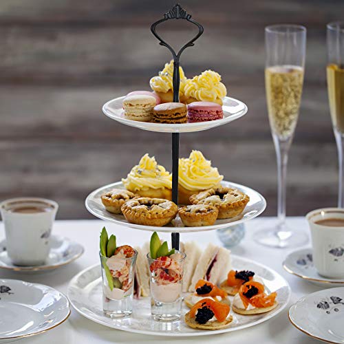 Happy Will 3 Tier Cake Stand Fitttings Kits Fruit Cake Plate Handle Fitting Cupcake Hardware Rod Stand Holder Black Crown 5 Sets（Plate not Included） - Image 5